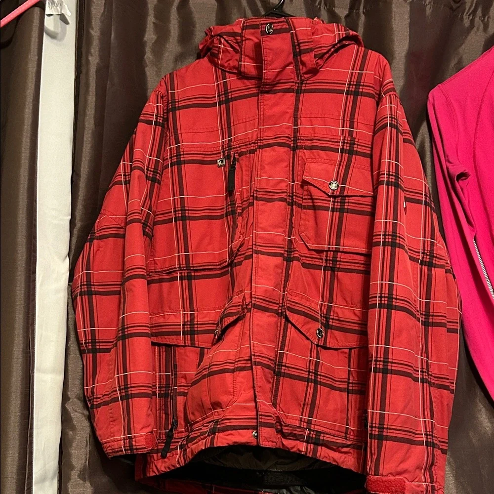 Red Plaid Ripzone Men's Jacket - Picture 1 of 4